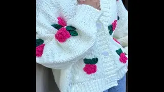 Three Dimensional Rose Knitted Cardigan