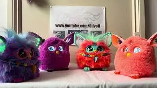 Coral and Purple Furby Connects and Furby 2023 Chatting Together