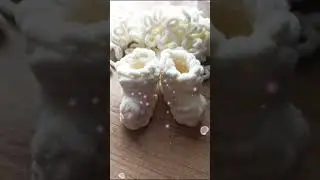 пинетки для новорожденных из плюшевой пряжи Ализе Пуффи