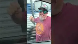 Road rage guy punches car window