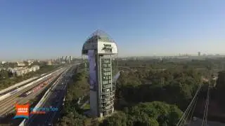 התקנת שלט קיר ענק על בניין פיבקו באיילון. זיכיון סקר גרופ , חברת השקדיה. שיתוף אלון סקר