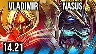 VLADIMIR vs NASUS (MID) | 6 solo kills, Godlike, 9/3/6 | EUNE Grandmaster | 14.21