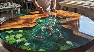 Koi Fish Epoxy Table -Turn Rotten Wood Into Beautiful Work