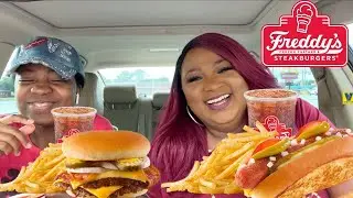 FREDDY'S STEAKBURGERS MUKBANG , EATING SHOW