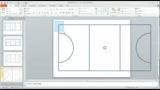 Step 2 in Using PowerPoint to draw a 'to-scale' netball court