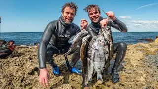 EPIC Shore dive spearfishing in England - Catch & Cook Pollack Gravlax