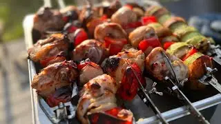 Шашлык из курицы с овощами в тандыре