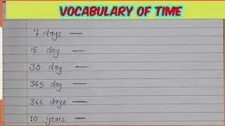 Vocabulary Of Time || English