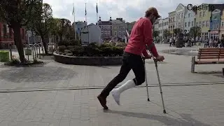 Andy plaster SLC, walking on crutches arounad city +  bed shots