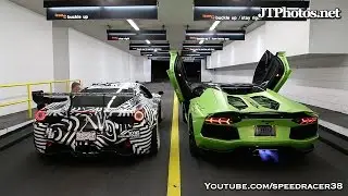 Ferrari vs Lamborghini shooting flames competition