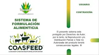 TUTORIAL  COASFEED - SISTEMA FORMULACIÓN DE DIETAS COASGROP