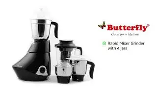 Butterfly Rapid 4 Jar 750 watts 750 W Juicer Mixer Grinder (Black, 4 Jars