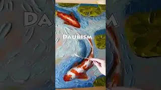 Creating Texture: How to Use a Spoon For Impasto Techniques Koi Fish Acrylic Painting Demo #shorts