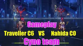 Comparison Nahida C0 & Traveller C6 Cyno team spirtal abyss genshin impact