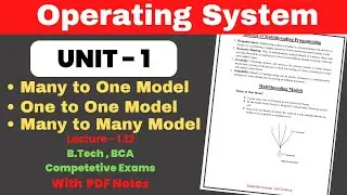 L-1.12:Multythreaded Model || Many to One || One to One || Many  Many | Operating System Full Course