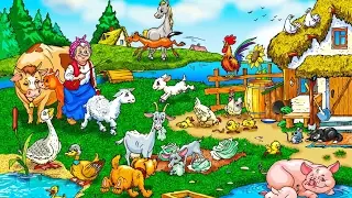 Люба играет с фермой Веселая ферма Домашние животные