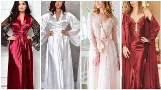 Bridal nightgown satin  bridal gown with less night gown soft silk
