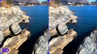 3D video, Drone 3D, Sea coast, Rocky Shore, Magic eye, Aerial 3D, Hyper Stereo, Stereo 3D video