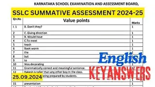 SSLC ENGLISH MIDTERM EXAM KEY ANSWERS  2024-25 #sslc #students#boardexams #youtube  #education