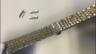 President Style Two Tone Quick Release & Curved End Steel Metal Watch Band 7055