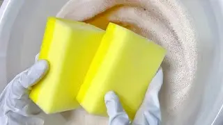 【ASMR】New yellow block sponge × pine-sol🌲squeezing
