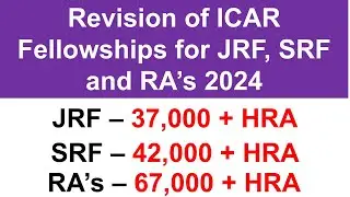 OM related to Revision of Fellowship for ICAR JRF, SRF and RA's #jrf #srf