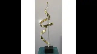 Stunning Gold ribbon-like Sculpture, original metal artwork by Jon Allen