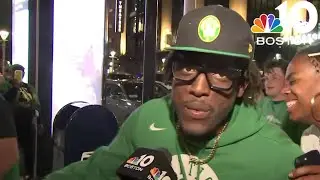 Celtics fans gather in pouring rain to celebrate Game 4 win