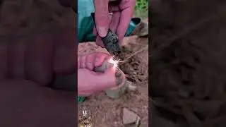 ✅🔥The girl created fire using a broken lighter and charcoal wood #camping #survival #bushcraft
