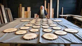 Woodworking Art's Big Wave // Assemble Round Pieces Of Wood Into A Unique Table