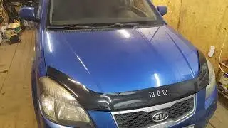 Установка дефлектора или просто мухобойника капота киа рио 2