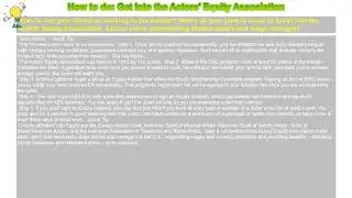 How to do: Get Into the Actors' Equity Association