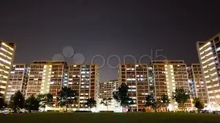 Timelapse Video Of Twinkling Apartment Lights. Stock Footage
