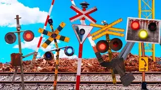【踏切アニメ】タワークレーンの頂上から降りられなくなったふみきりカンカン😂😂😂The railroad crossing stuck at the top of the tower crane!!