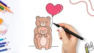 Como hacer dibujo de mama oso | corazón dia de madre