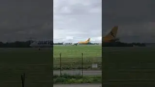 Aurigny E195 departure Manchester airport. Runway 23L