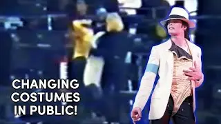 (RARE) Michael Jackson changing his costume on stage