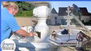 The Fountain is Leaking!! Repairing our Chateau Courtyard Fountain - Journey to the Château, Ep. 232