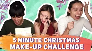 5 Minute Christmas Makeup Challenge with Rica & Gille! | Challenge