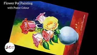 Flower Pot with Poster Colour || Flower vase painting