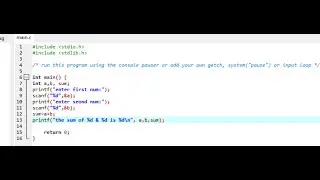 C program to add two numbers