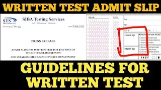 Written Test Guideline - Admit Card #sindhpolice #writtentest