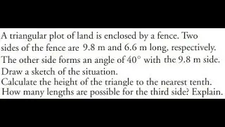 Grade 11 Functions - Ambiguous case word problem (ch 5.6)
