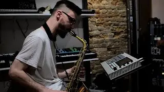 DmiBeats at studio with AKAI MPC Live II and Saxophone