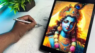 Shri Krishna Outline Drawing by using GRID METHOD ✍🏻 ||