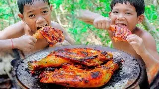 JUNGLE KHFOOD | Grilled Big Chicken Leg for foods in a big forest
