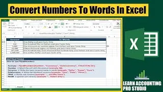 How to Convert Numbers to Words in Excel l Excel Spell Number formula l Learn Accounting Pro Studio 