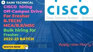 🔥 CISCO Hiring Data Science Analyst Intern | OFF-Campus Job Drive | | 2023  | Fresher Jobs 🔥#jobs