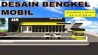 DESAIN BENGKEL ALAM RAYA MOTOR  ukuran 32m X 52m