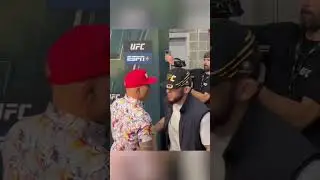 Islam Makhachev and Dustin Poirier speak backstage 🔊 (via CCLegaspi/X)